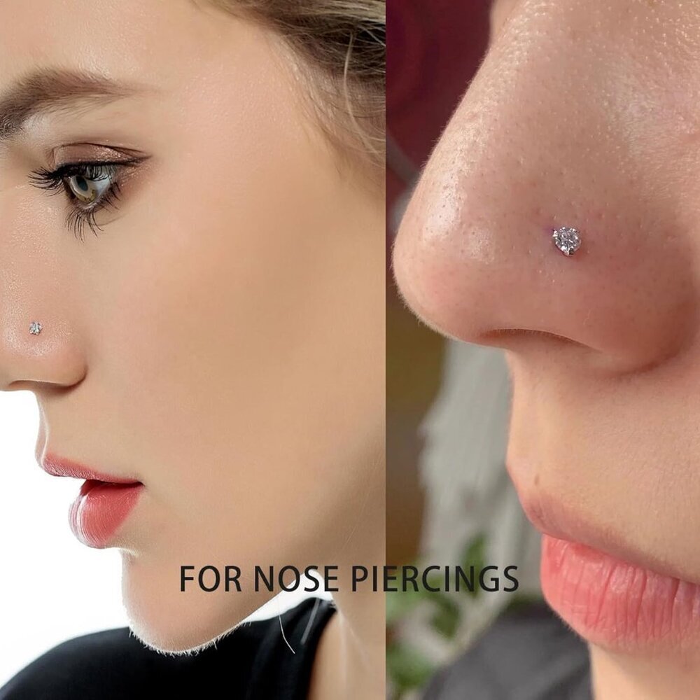 Titanium Nose Studs Flat Back Hypoallergenic 6mm … - image 5